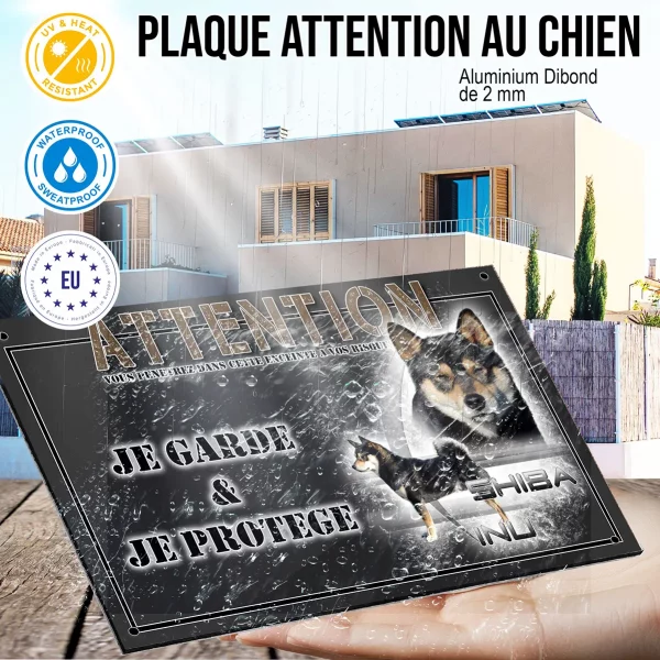 Panneau chien de garde Illustration d'un Shiba Inu avec un fond coloré