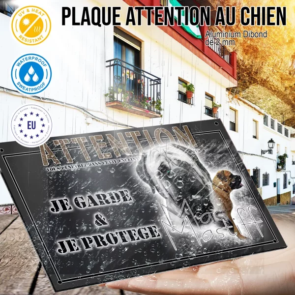Panneau chien de garde Image de deux Mastiffs avec du texte