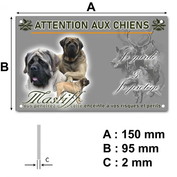 Plaque Groupe de Mastiffs avec un fond coloré