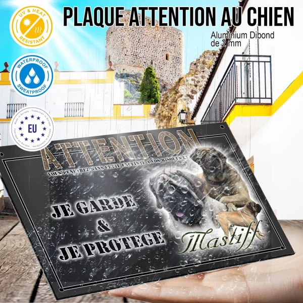 Panneau chien de garde Groupe de Mastiffs avec un fond coloré