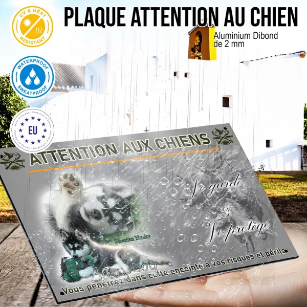 Panneau Deux chiots Siberian Husky jouent sur l'herbe verte