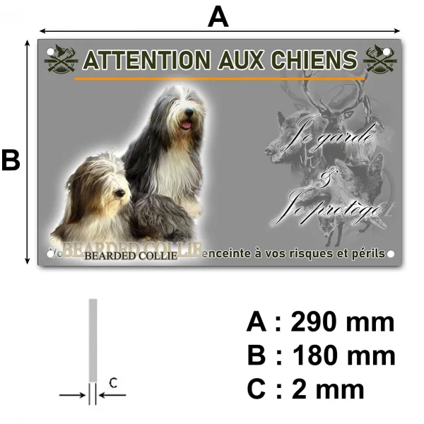 Pancarte Deux Bearded Collies avec pelage noir et blanc