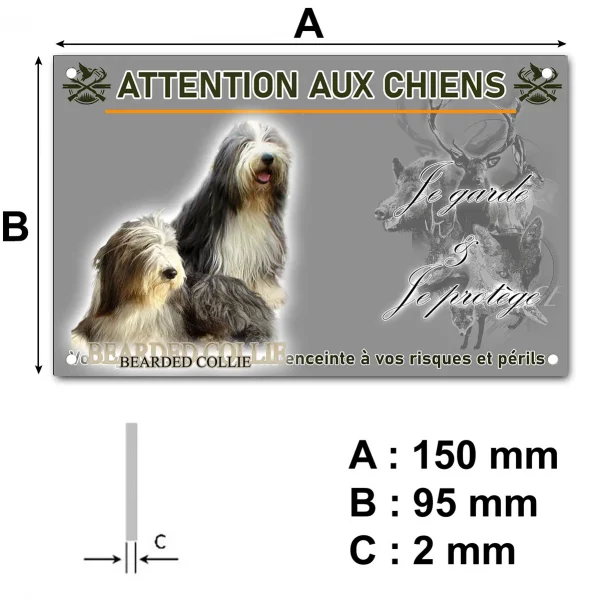 Plaque Deux Bearded Collies avec pelage noir et blanc