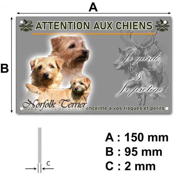Plaque Trois Norfolk Terriers en différents angles