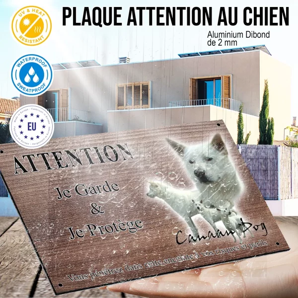 Panneau attention au chien Trio de chiens Akita Inu avec variétés de poses