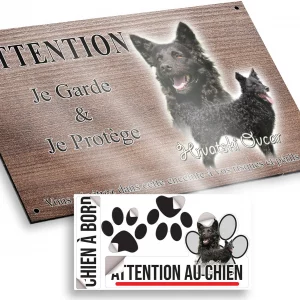 Plaque attention au chien Deux chiens Hrvatski Ovcar