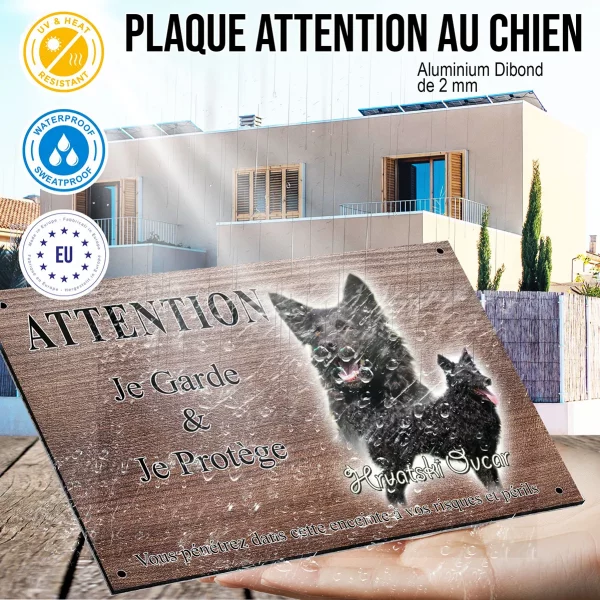 Panneau attention au chien Deux chiens Hrvatski Ovcar