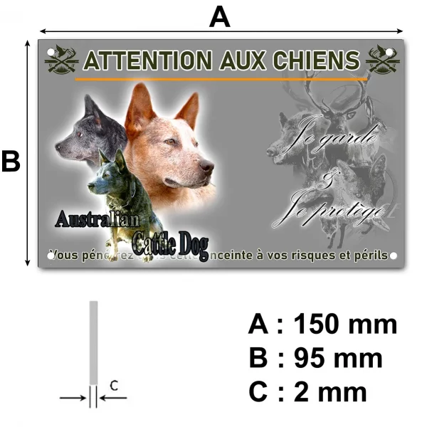 Plaque Trois Australian Cattle Dogs avec arrière plan coloré