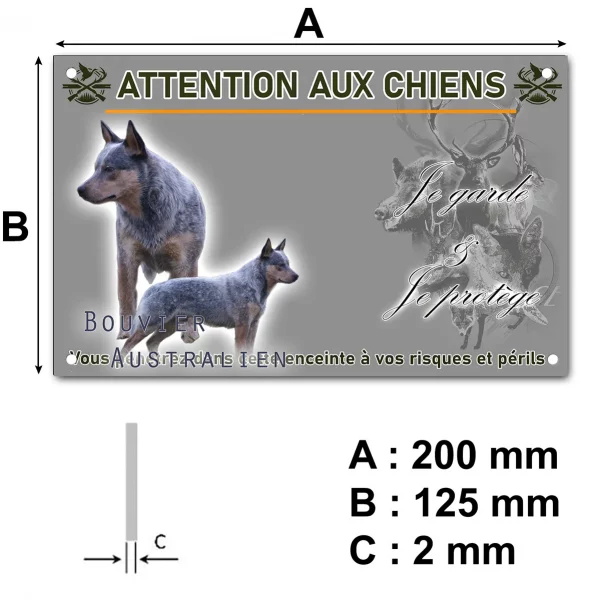 Panneau Deux Bouvier Australiens en pose avec le texte Bouvier Australien