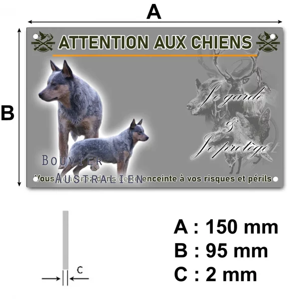 Plaque Deux Bouvier Australiens en pose avec le texte Bouvier Australien
