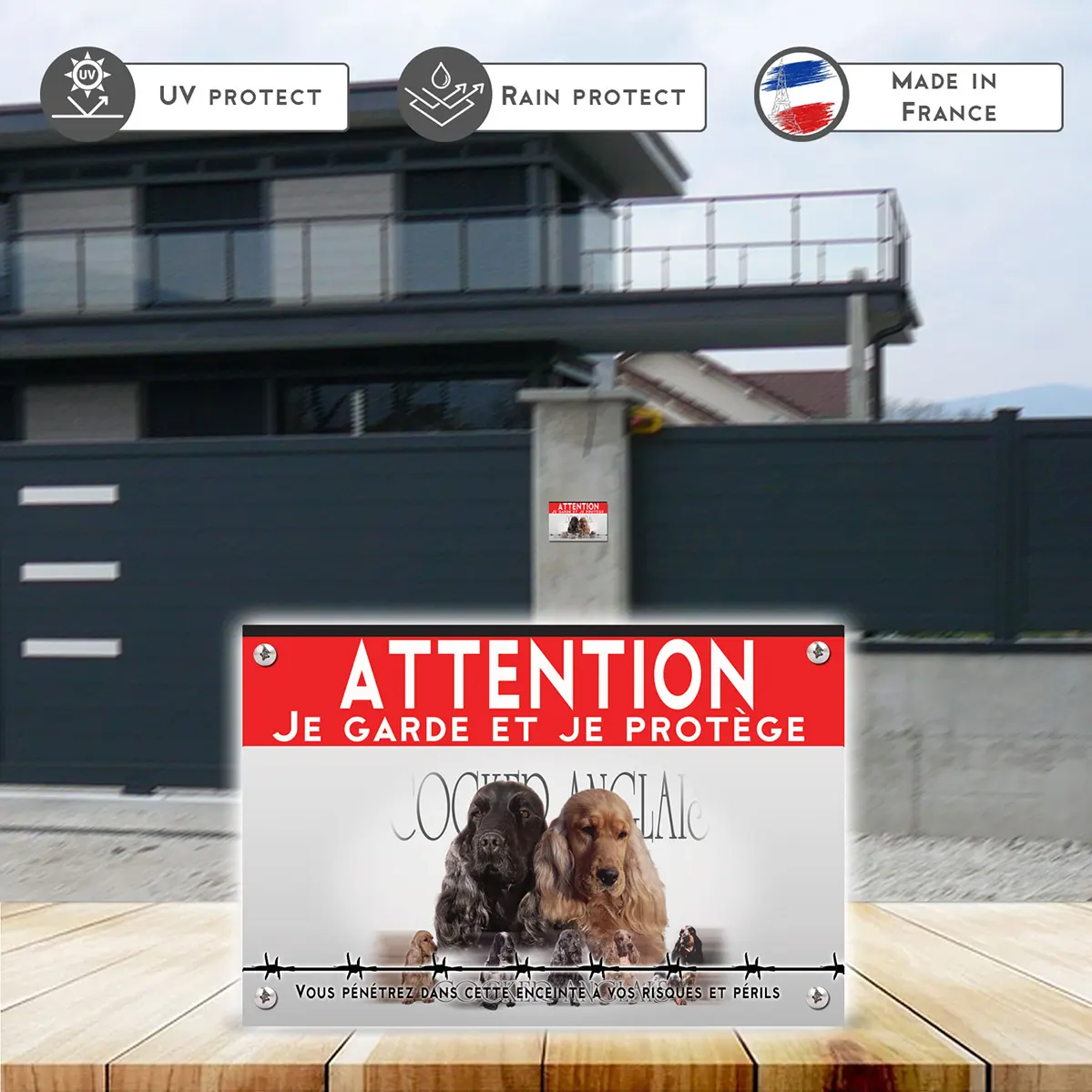 Grande pancarte Cocker Anglais Portraits de chiens aux fourrures variées