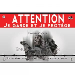Signalisation personnalisee Trois chiens English Cocker en noir sur fond dégradé