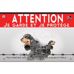 Signalisation personnalisee Deux chiens English Cocker Spaniel sur fond photographique.