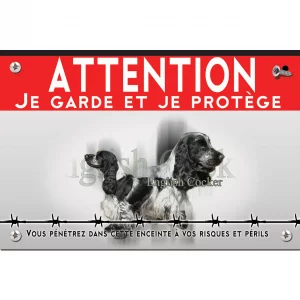 Signalisation personnalisee Deux English Cockers en pied et en profil