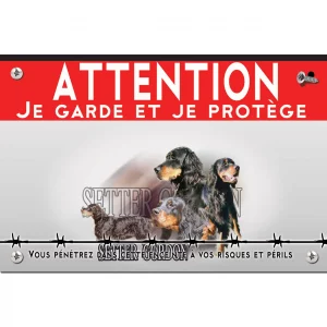 Signalisation personnalisee Portraits de 3 Gordon Setter avec texte