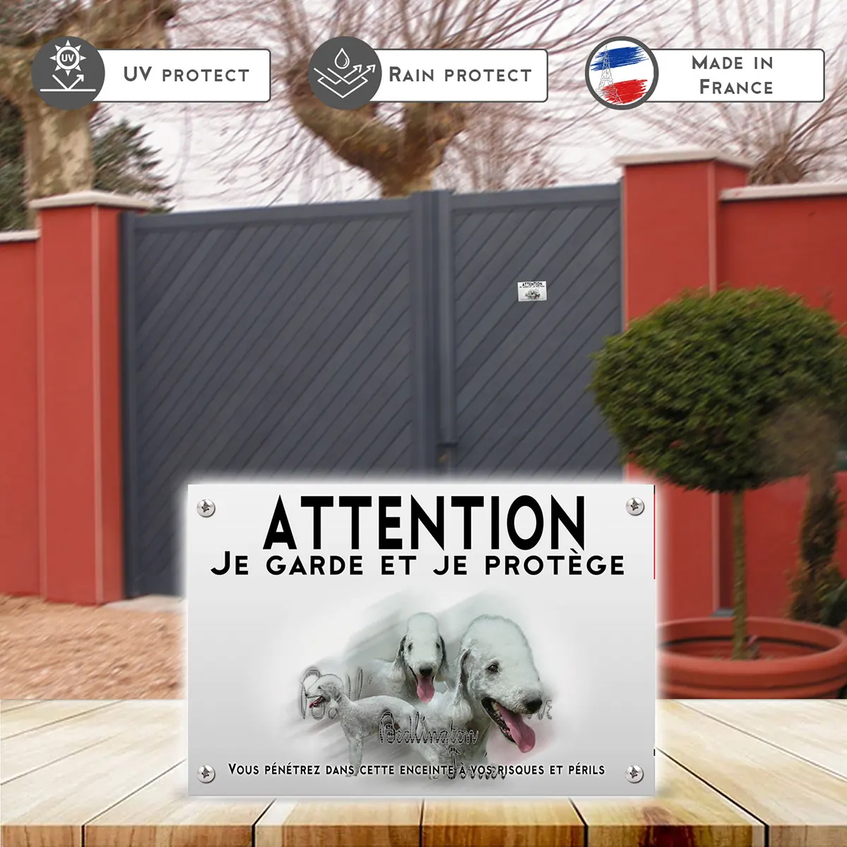 Plaques Trois Bedlington Terriers sur fond transparent