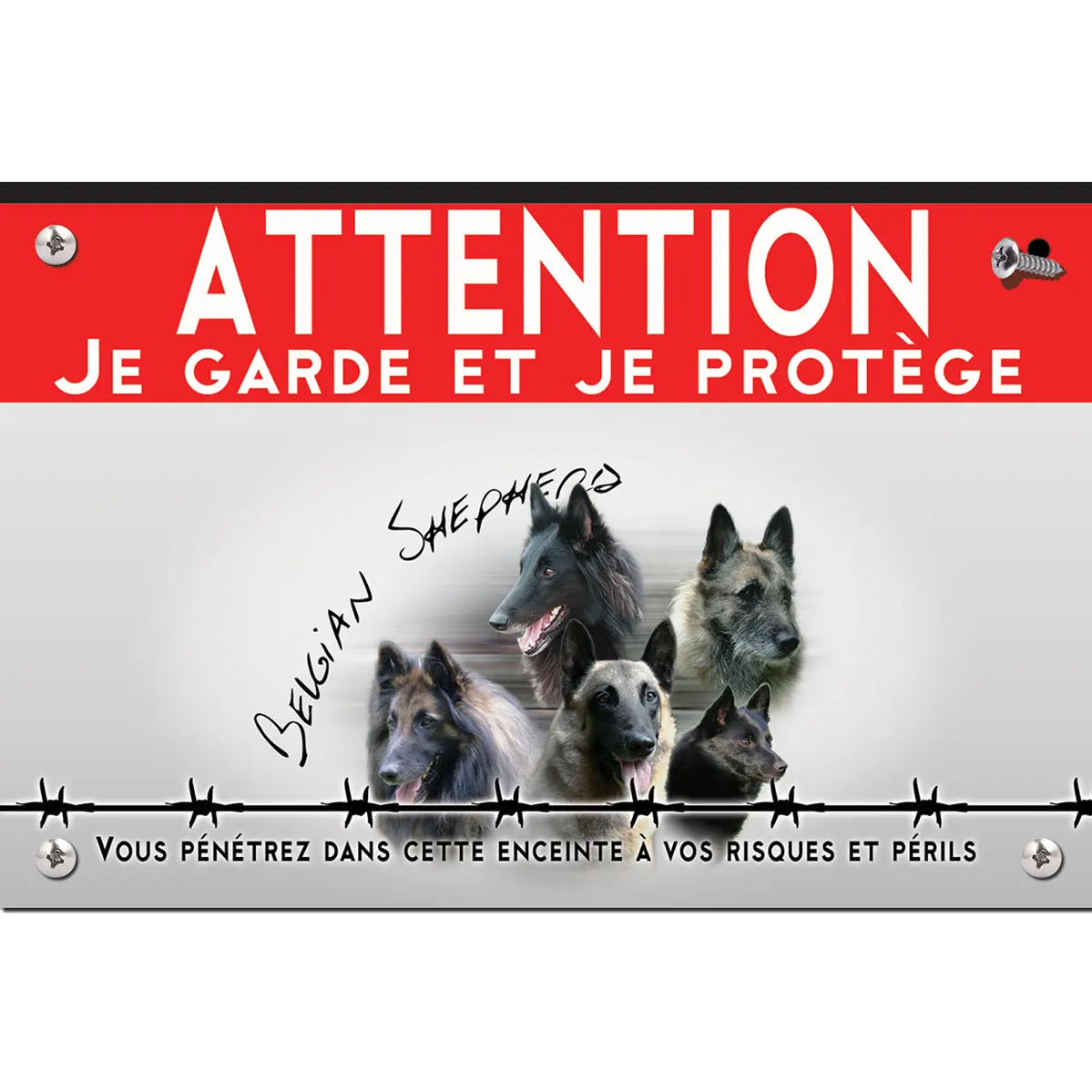 Signalisation personnalisee 5 têtes de chiens de race Belgische Malinois