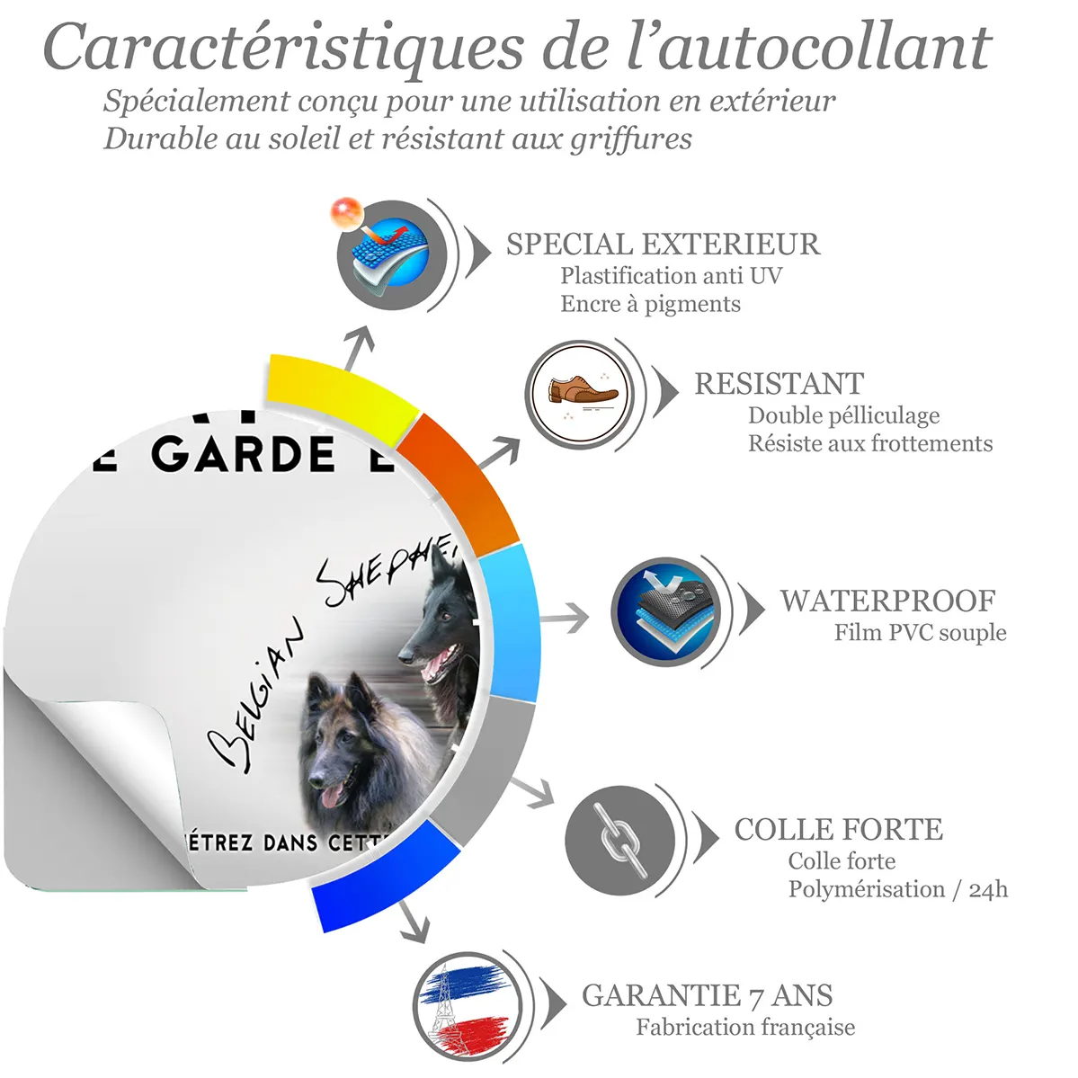 Sticker 5 têtes de chiens de race Belgische Malinois