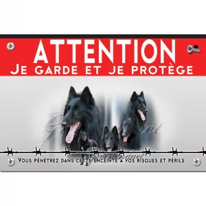 Signalisation personnalisee Collage de chiens Groenendael au pelage noir