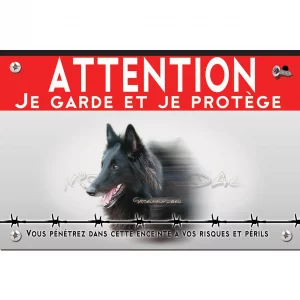 Signalisation personnalisee Profil d'un chien Groenendael avec un pelage noir.