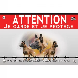 Signalisation personnalisee Chien Malinois en gros plan et en entier