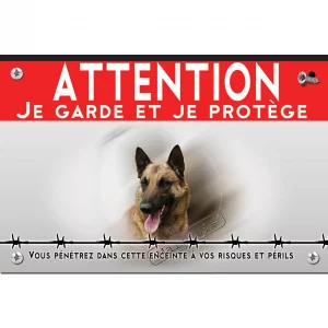 Signalisation personnalisee Portrait d'un chien Malinois avec le texte 'Malinois'