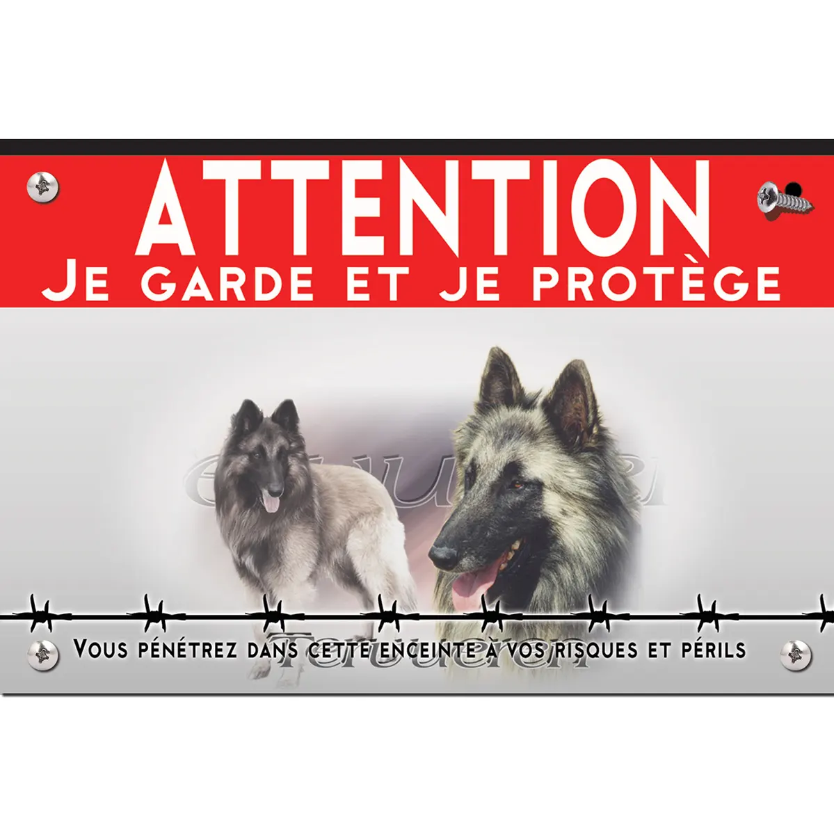Signalisation personnalisee Chien Tervuren avec un fond léger