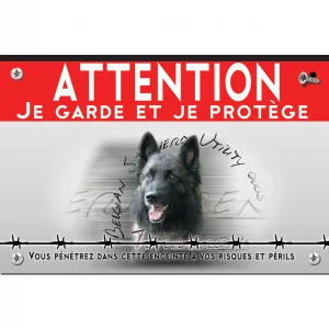 Signalisation personnalisee Tête d'un Tervuren avec un grand sourire
