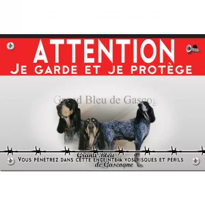 Signalisation personnalisee Trois chiens Grand Bleu de Gascogne en portrait