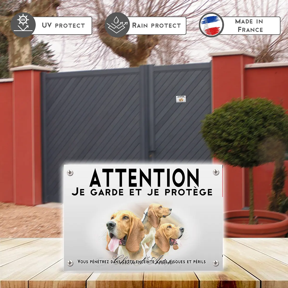 Plaques Chien d'Artois avec plusieurs têtes en arrière plan