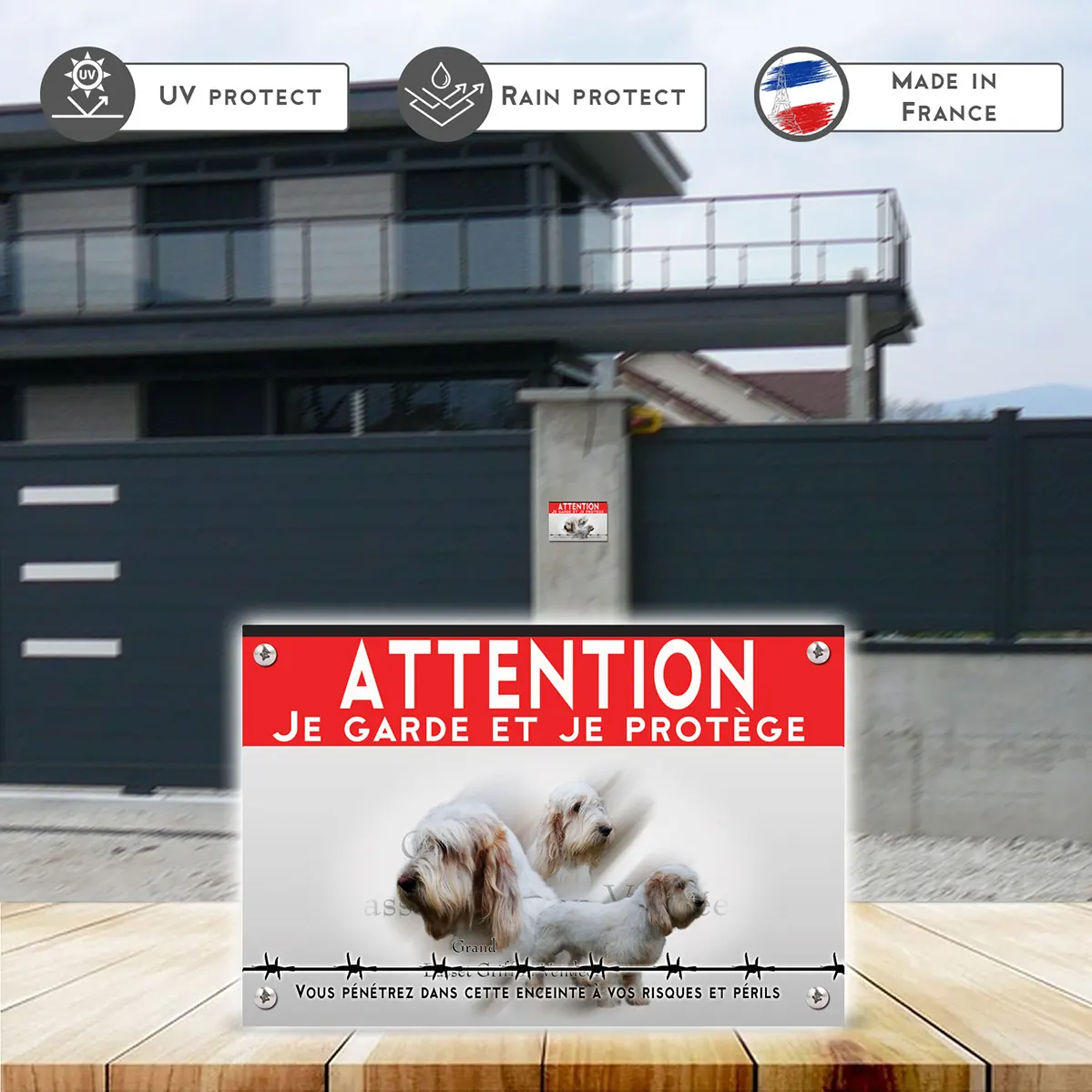 Grande pancarte Deux chiens Grand Basset Griffon Vendéen en profil