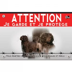 Signalisation personnalisee Deux chiens d'eau portugais sur fond transparent.