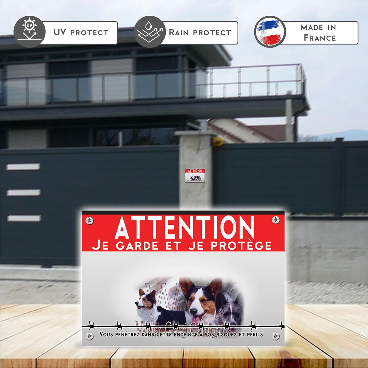 Grande pancarte Visuel de Welsh Corgi Pembroke et Cardigan