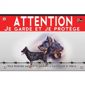 Signalisation personnalisee Beauceron avec trois têtes et un corps