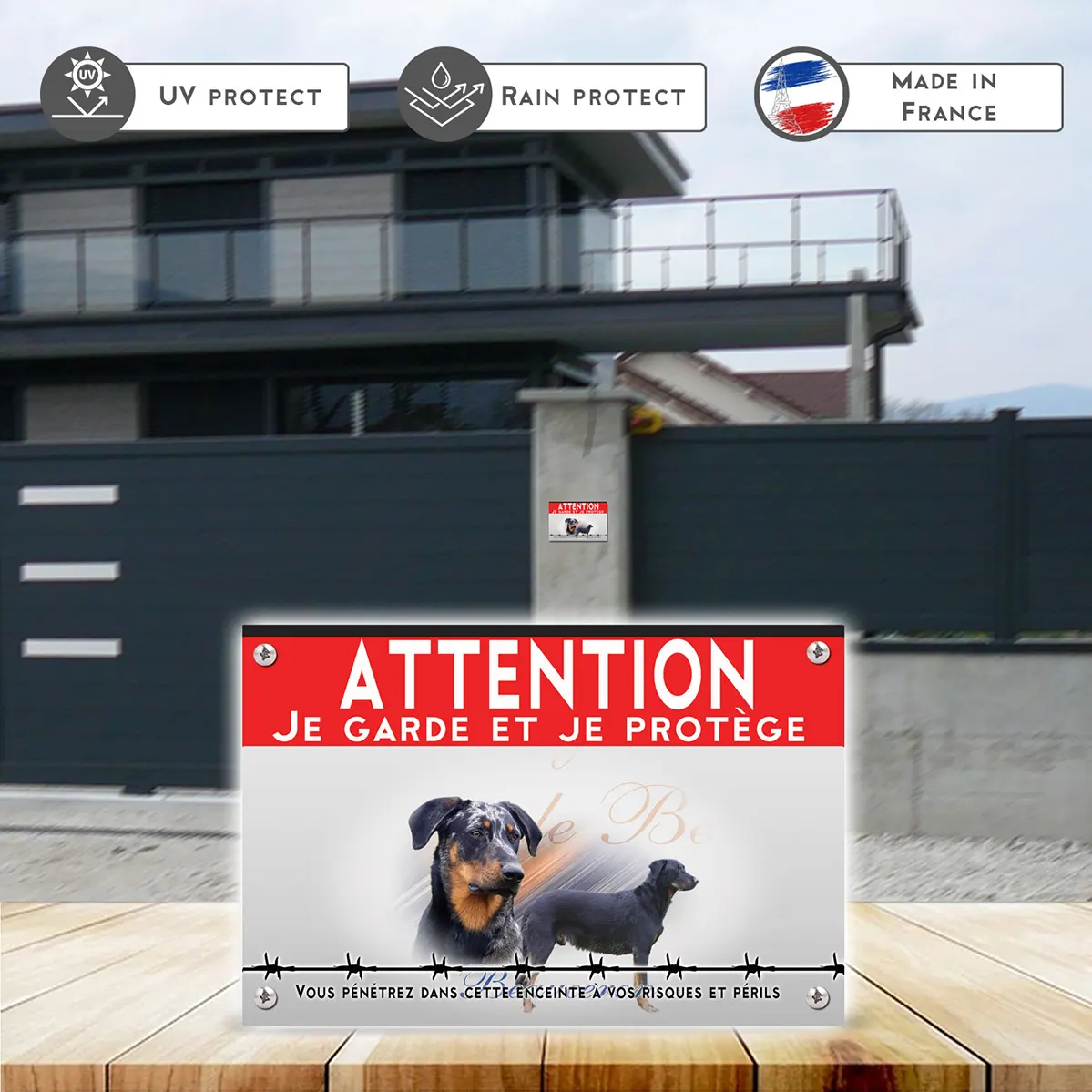 Grande pancarte Portrait d'un Beauceron avec un chien en profil