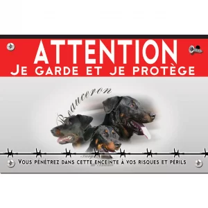 Signalisation personnalisee Trois têtes de chiens Berger de Beauce sur fond clair