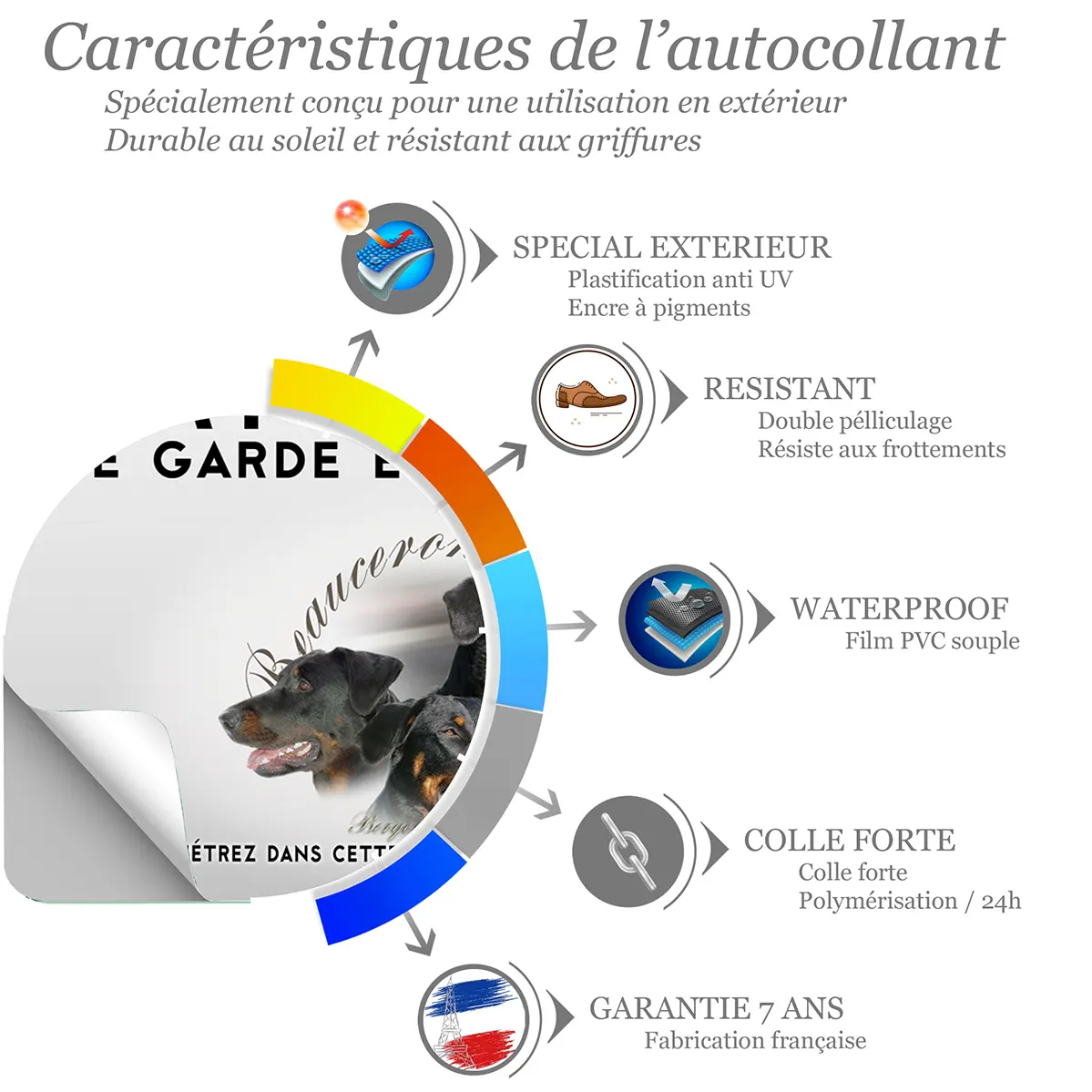 Sticker Trois têtes de chiens Berger de Beauce sur fond clair