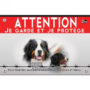 Signalisation personnalisee Berner Sennenhund avec texte décoratif