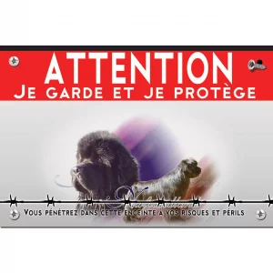 Signalisation personnalisee Portrait de deux chiens Newfoundland