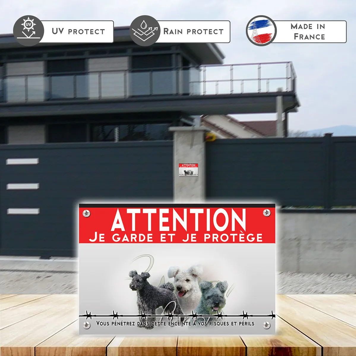 Grande pancarte Trois chiens Pumi avec différentes robes