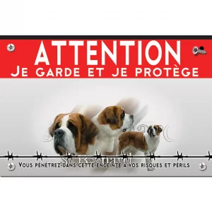 Signalisation personnalisee Trois Saint Bernard montrant différents angles et styles