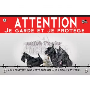 Signalisation personnalisee Illustration de Scottish Terriers avec texte