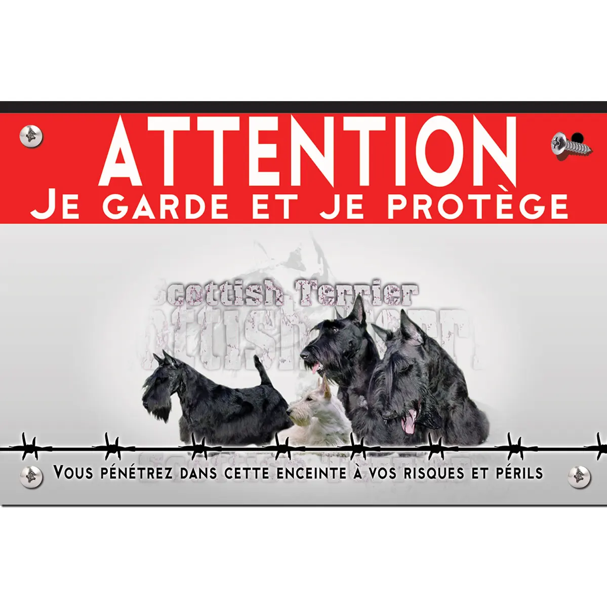 Signalisation personnalisee Illustration de Scottish Terriers avec texte