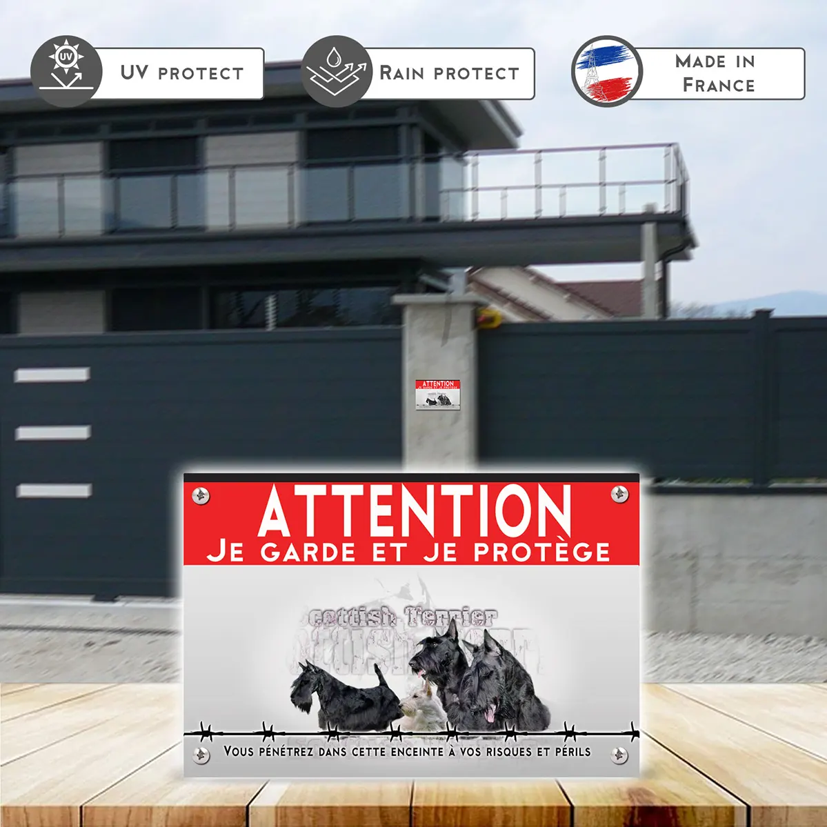 Grande pancarte Illustration de Scottish Terriers avec texte