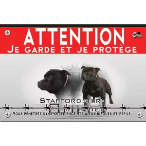 Signalisation personnalisee Staffordshire Bull Terrier avec fond stylisé