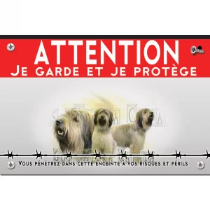 Signalisation personnalisee Trois chiens Gos d'Atura Català sur fond clair