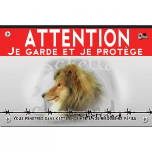 Signalisation personnalisee Chien de race Shetland avec un pelage flamboyant