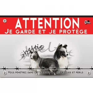 Signalisation personnalisee Un Sheltie avec un pelage noir et blanc