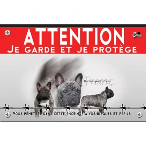 Signalisation personnalisee Visuel de Bouldogue Français avec plusieurs chiens