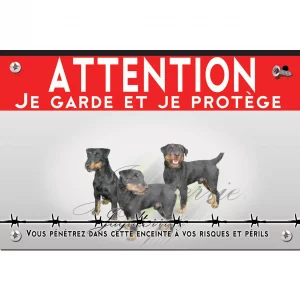 Signalisation personnalisee Jagdterrier : trois chiens posant ensemble.